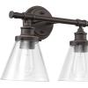 imageGlobe Electric 51412 Parker 2Light Vanity Light Chrome Clear Glass ShadesOilRubbed Bronze