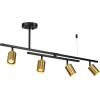 imageGlobe Electric 57501 4Light Track Lighting Matte Black Matte Brass Track Heads Center Swivel Bar 4 Bulb Kitchen Light Ceiling Light Fixture Track Lighting Swivel Bulb Not IncludedWest Brass Accent