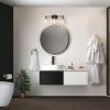 imageGlobe Electric Sydney 5Piece Bathroom Set Matte Gray and Chrome 3Light Vanity Light Towel Bar Towel Ring Robe Hook Toilet Paper HolderMatte Black  Bailey