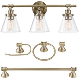 imageGlobe Electric 51381 Parker Vanity Light 3 Bath Set Brass