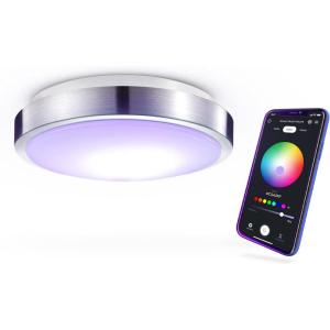 imageGlobe Electric 57503 WiFi Smart 4Light LED Track Lighting Matte Black No Hub Required Voice Activated 28W 7 Watts per Track Head Multicolor RGB Tunable White 2000K5000K 1600 LumensBrushed Nickel