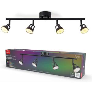 imageGlobe Electric 57503 WiFi Smart 4Light LED Track Lighting Matte Black No Hub Required Voice Activated 28W 7 Watts per Track Head Multicolor RGB Tunable White 2000K5000K 1600 LumensMatte Black