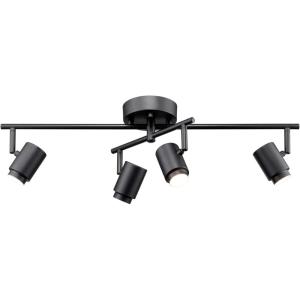 imageGlobe Electric Walton 4Light 29W Integrated LED Track Lighting Matte Black Swivel Center Bar 1800 Lumens 3000 Kelvin Warm White 90 CRIBlack  Walton