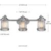 imageGlobe Electric 51272 Bayfield 3Light Vanity Light Chrome Ribbed Seeded Glass Shades Bulb Not IncludedChrome