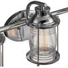 imageGlobe Electric 51272 Bayfield 3Light Vanity Light Chrome Ribbed Seeded Glass Shades Bulb Not IncludedChrome