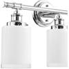 imageGlobe Electric 51414 Freya 5Piece AllinOne Bathroom Set 3 Vanity Light with White Shades Bar Towel Ring Robe Hook Toilet Paper Holder Chrome with Frosted Glass