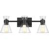 imageGlobe Electric 51445 Parker 3Light Vanity Light Chrome Clear Glass Shades Bulb Not IncludedMatte Black