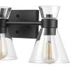 imageGlobe Electric 51445 Parker 3Light Vanity Light Chrome Clear Glass Shades Bulb Not IncludedMatte Black