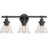 imageGlobe Electric 51445 Parker 3Light Vanity Light Chrome Clear Glass Shades Bulb Not IncludedOilRubbed Bronze