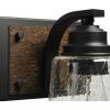 imageGlobe Electric 51852 Warsaw 3Light Vanity Light Matte Black Dark Faux Wood Accents Clear Seeded Glass Shade Bulb Not Included