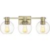 imageGlobe Electric 52055 Cannes 3Light Gold Bathroom Vanity Light Fixtures Modern Wall Lighting with Milk Glass Shades Vanity Lights for Bathroom Brass Bathroom Light fixtures Bulb Not IncludedMetalic Gold