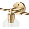 imageGlobe Electric 52055 Cannes 3Light Gold Bathroom Vanity Light Fixtures Modern Wall Lighting with Milk Glass Shades Vanity Lights for Bathroom Brass Bathroom Light fixtures Bulb Not IncludedGold