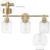 imageGlobe Electric 52055 Cannes 3Light Gold Bathroom Vanity Light Fixtures Modern Wall Lighting with Milk Glass Shades Vanity Lights for Bathroom Brass Bathroom Light fixtures Bulb Not IncludedGold