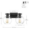 imageGlobe Electric 52055 Cannes 3Light Gold Bathroom Vanity Light Fixtures Modern Wall Lighting with Milk Glass Shades Vanity Lights for Bathroom Brass Bathroom Light fixtures Bulb Not IncludedMatte Black