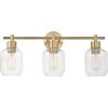 imageGlobe Electric 52055 Cannes 3Light Gold Bathroom Vanity Light Fixtures Modern Wall Lighting with Milk Glass Shades Vanity Lights for Bathroom Brass Bathroom Light fixtures Bulb Not IncludedGold