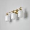 imageGlobe Electric 52055 Cannes 3Light Gold Bathroom Vanity Light Fixtures Modern Wall Lighting with Milk Glass Shades Vanity Lights for Bathroom Brass Bathroom Light fixtures Bulb Not IncludedMatte Brass