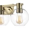 imageGlobe Electric 52055 Cannes 3Light Gold Bathroom Vanity Light Fixtures Modern Wall Lighting with Milk Glass Shades Vanity Lights for Bathroom Brass Bathroom Light fixtures Bulb Not IncludedMetalic Gold