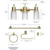 imageGlobe Electric 52055 Cannes 3Light Gold Bathroom Vanity Light Fixtures Modern Wall Lighting with Milk Glass Shades Vanity Lights for Bathroom Brass Bathroom Light fixtures Bulb Not IncludedBlack  Ribbed Shades