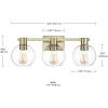 imageGlobe Electric 52055 Cannes 3Light Gold Bathroom Vanity Light Fixtures Modern Wall Lighting with Milk Glass Shades Vanity Lights for Bathroom Brass Bathroom Light fixtures Bulb Not IncludedMetalic Gold