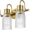 imageGlobe Electric 52055 Cannes 3Light Gold Bathroom Vanity Light Fixtures Modern Wall Lighting with Milk Glass Shades Vanity Lights for Bathroom Brass Bathroom Light fixtures Bulb Not IncludedBlack  Ribbed Shades