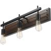 imageGlobe Electric 52056 3Light Vanity Light Faux Wood Finish Matte Black Accents Beauty Room Accessory Bathroom Lights Over Mirror Makeup Lighting Wall Lights for Living Room Bulb Not Included