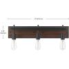 imageGlobe Electric 52056 3Light Vanity Light Faux Wood Finish Matte Black Accents Beauty Room Accessory Bathroom Lights Over Mirror Makeup Lighting Wall Lights for Living Room Bulb Not Included