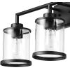 imageGlobe Electric 52059 5Piece AllinOne Bathroom Set Matte Black 3Light Vanity Light with Clear Glass Shades Towel Bar Toilet Paper Holder Towel Ring Robe Hook Bulb Not Included