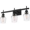 imageGlobe Electric 52063 5Piece AllinOne Bathroom Set Matte Black 3Light Vanity Light with Seeded Glass Shades Towel Bar Towel Ring Robe Hook Toilet Paper Holder Bulb Not Included