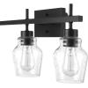 imageGlobe Electric 52063 5Piece AllinOne Bathroom Set Matte Black 3Light Vanity Light with Seeded Glass Shades Towel Bar Towel Ring Robe Hook Toilet Paper Holder Bulb Not Included