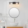 imageGlobe Electric 52063 5Piece AllinOne Bathroom Set Matte Black 3Light Vanity Light with Seeded Glass Shades Towel Bar Towel Ring Robe Hook Toilet Paper Holder Bulb Not Included