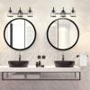 imageGlobe Electric 52064 5Piece AllinOne Bathroom Set Matte Black 3Light Vanity Light with Clear Glass Shades Towel Bar Towel Ring Robe Hook Toilet Paper Holder Bulb Not Included