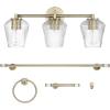 imageGlobe Electric 50192 Parker 5Piece AllInOne Bathroom Set Oil Rubbed Bronze 3Light Vanity Light with Clear Glass Shades Towel Bar Towel Ring Robe Hook Toilet Paper Holder Oilrubbed BronzeBrass