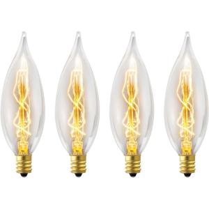 imageGlobe Electric 1327 25W Vintage Edison CA10 Flame Tip Incandescent Filament Light Bulb 4 Pack E12 Base 01327 4