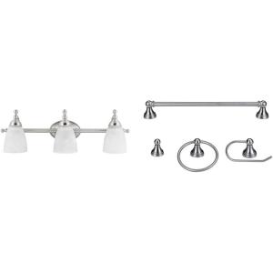 imageGlobe Electric 50783 23quot 3Light Vanity Lighting Satin Nickel Alabaster Glass Shades Bathroom Dcor Kitchen Lights Home Essentials Bedroom Wall Lamp Light Fixture E26 BaseSatin Nickel