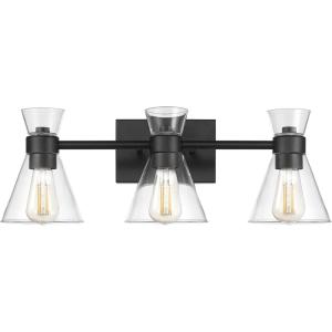 imageGlobe Electric 51445 Parker 3Light Vanity Light Chrome Clear Glass Shades Bulb Not IncludedMatte Black