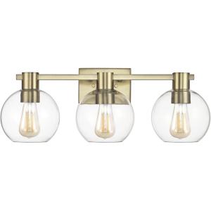 imageGlobe Electric 52055 Cannes 3Light Gold Bathroom Vanity Light Fixtures Modern Wall Lighting with Milk Glass Shades Vanity Lights for Bathroom Brass Bathroom Light fixtures Bulb Not IncludedMetalic Gold