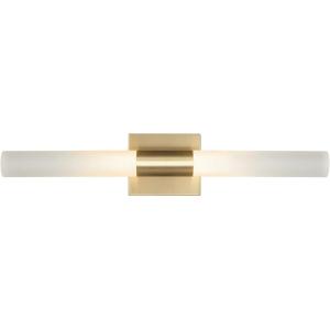 imageGlobe Electric 52084 Jensen 24W Integrated LED Vanity Light Matte Brass Frosted Diffuser 1000 Lumens 3000 Kelvin Warm White 80 CRIBrass