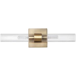 imageGlobe Electric 52084 Jensen 24W Integrated LED Vanity Light Matte Brass Frosted Diffuser 1000 Lumens 3000 Kelvin Warm White 80 CRIGold