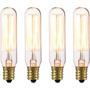 imageGlobe Electric 80151 40W Vintage Edison Mini Tube Clear Glass Dimmable Incandescent Light Bulb 4Pack E12 Base 210 Lumens Edison Bulbs Vintage Light Bulbs E12 Light Bulb Home ImprovementT6 Vintage