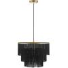 imageGlobe Electric 44845 Willow 1Light Pendant Light Matte Gold Black Fabric Fringe Shade Black Cloth Hanging Cord Bulb Not IncludedBlack