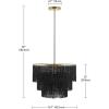 imageGlobe Electric 44845 Willow 1Light Pendant Light Matte Gold Black Fabric Fringe Shade Black Cloth Hanging Cord Bulb Not IncludedBlack