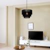 imageGlobe Electric 44845 Willow 1Light Pendant Light Matte Gold Black Fabric Fringe Shade Black Cloth Hanging Cord Bulb Not IncludedBlack