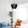 imageGlobe Electric 44845 Willow 1Light Pendant Light Matte Gold Black Fabric Fringe Shade Black Cloth Hanging Cord Bulb Not IncludedBlack