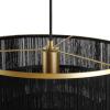 imageGlobe Electric 44845 Willow 1Light Pendant Light Matte Gold Black Fabric Fringe Shade Black Cloth Hanging Cord Bulb Not IncludedBlack