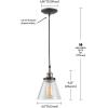 imageGlobe Electric 65381 Mercer 1Light Pendant Polished Chrome Finish Clear Glass Shade with Black Fabric Cord Bulb Not IncludedAntique Brass