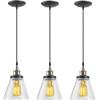 imageGlobe Electric 65381 Mercer 1Light Pendant Polished Chrome Finish Clear Glass Shade with Black Fabric Cord Bulb Not IncludedAntique Brass