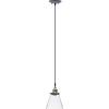 imageGlobe Electric 65381 Mercer 1Light Pendant Polished Chrome Finish Clear Glass Shade with Black Fabric Cord Bulb Not IncludedAntique Brass