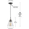 imageGlobe Electric 65381 Mercer 1Light Pendant Polished Chrome Finish Clear Glass Shade with Black Fabric Cord Bulb Not IncludedAntique Brass