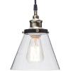 imageGlobe Electric 65381 Mercer 1Light Pendant Polished Chrome Finish Clear Glass Shade with Black Fabric Cord Bulb Not IncludedAntique Brass