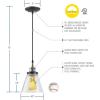 imageGlobe Electric 65381 Mercer 1Light Pendant Polished Chrome Finish Clear Glass Shade with Black Fabric Cord Bulb Not IncludedAntique Brass